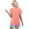 imageXIEERDUO Womens T Shirts Casual Summer Tops Pleated Crewneck Short Sleeve Blouses Trendy Beach Vacation ClothesCoral