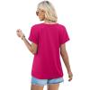 imageXIEERDUO Womens T Shirts Casual Summer Tops Pleated Crewneck Short Sleeve Blouses Trendy Beach Vacation ClothesHot Pink