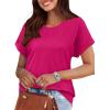 imageXIEERDUO Womens T Shirts Casual Summer Tops Pleated Crewneck Short Sleeve Blouses Trendy Beach Vacation ClothesHot Pink