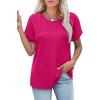 imageXIEERDUO Womens T Shirts Casual Summer Tops Pleated Crewneck Short Sleeve Blouses Trendy Beach Vacation ClothesHot Pink