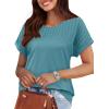 imageXIEERDUO Womens T Shirts Casual Summer Tops Pleated Crewneck Short Sleeve Blouses Trendy Beach Vacation ClothesTurquoise