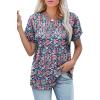 imageXIEERDUO Womens T Shirts Casual Summer Tops Pleated Crewneck Short Sleeve Blouses Trendy Beach Vacation ClothesZ Blue Flower