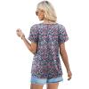 imageXIEERDUO Womens T Shirts Casual Summer Tops Pleated Crewneck Short Sleeve Blouses Trendy Beach Vacation ClothesZ Blue Flower
