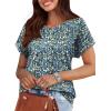 imageXIEERDUO Womens T Shirts Casual Summer Tops Pleated Crewneck Short Sleeve Blouses Trendy Beach Vacation ClothesZ Floral Blue
