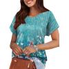 imageXIEERDUO Womens T Shirts Casual Summer Tops Pleated Crewneck Short Sleeve Blouses Trendy Beach Vacation ClothesZ Floral Green