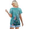 imageXIEERDUO Womens T Shirts Casual Summer Tops Pleated Crewneck Short Sleeve Blouses Trendy Beach Vacation ClothesZ Floral Green