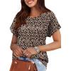 imageXIEERDUO Womens T Shirts Casual Summer Tops Pleated Crewneck Short Sleeve Blouses Trendy Beach Vacation ClothesZ Leopard