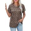 imageXIEERDUO Womens T Shirts Casual Summer Tops Pleated Crewneck Short Sleeve Blouses Trendy Beach Vacation ClothesZ Leopard