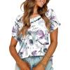 imageXIEERDUO Womens T Shirts Casual Summer Tops Pleated Crewneck Short Sleeve Blouses Trendy Beach Vacation ClothesZ Multi Purple