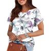 imageXIEERDUO Womens T Shirts Casual Summer Tops Pleated Crewneck Short Sleeve Blouses Trendy Beach Vacation ClothesZ Multi Purple