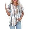 imageXIEERDUO Womens T Shirts Casual Summer Tops Pleated Crewneck Short Sleeve Blouses Trendy Beach Vacation ClothesZ Tie Dye