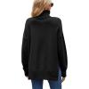 imageXIEERDUO Womens Turtleneck Sweaters Oversized Tops Side Slit High Low Hem S3XL