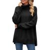 imageXIEERDUO Womens Turtleneck Sweaters Oversized Tops Side Slit High Low Hem S3XL