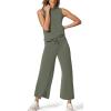 imageXIEERDUO Two Piece Sets for Women Summer Lounge Sets Beach Vacation Travel Outfits Casual Wide Leg Pants Matching Sets2olive Green