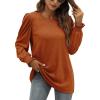 imageXIEERDUO Womens Long Sleeve Tops 2024 Fall Ruffle Puff Sleeve Cute Tunic Shirts DressyA01caramel