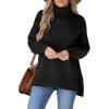 imageXIEERDUO Womens Turtleneck Sweaters Oversized Tops Side Slit High Low Hem S3XL