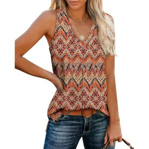 imageXIEERDUO Tank Tops for Women V Neck Summer Outfits Side Slit Sleeveless Shirts Loose Fit 2025 Fashion09 Floral 01
