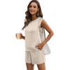 imageXIEERDUO Womens 2 Piece Cap Sleeve Short Sets Fashion Travel Outfits Comfy Airport Lounge Set Loose LoungewearApricot