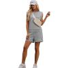 imageXIEERDUO Womens 2 Piece Cap Sleeve Short Sets Fashion Travel Outfits Comfy Airport Lounge Set Loose LoungewearGrey