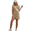 imageXIEERDUO Womens 2 Piece Cap Sleeve Short Sets Fashion Travel Outfits Comfy Airport Lounge Set Loose LoungewearKhaki