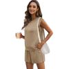 imageXIEERDUO Womens 2 Piece Cap Sleeve Short Sets Fashion Travel Outfits Comfy Airport Lounge Set Loose LoungewearKhaki