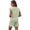imageXIEERDUO Womens 2 Piece Cap Sleeve Short Sets Fashion Travel Outfits Comfy Airport Lounge Set Loose LoungewearZ Green Stripe