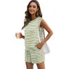 imageXIEERDUO Womens 2 Piece Cap Sleeve Short Sets Fashion Travel Outfits Comfy Airport Lounge Set Loose LoungewearZ Green Stripe