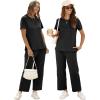 imageXIEERDUO Womens 2 Piece Lounge Set Fashion Travel Outfits Vacation Tracksuit Comfy Wide Leg Airport Loungewear S3XLA Black