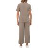 imageXIEERDUO Womens 2 Piece Lounge Set Fashion Travel Outfits Vacation Tracksuit Comfy Wide Leg Airport Loungewear S3XLA Khaki