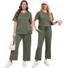 imageXIEERDUO Womens 2 Piece Lounge Set Fashion Travel Outfits Vacation Tracksuit Comfy Wide Leg Airport Loungewear S3XLArmy Green