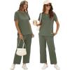 imageXIEERDUO Womens 2 Piece Lounge Set Fashion Travel Outfits Vacation Tracksuit Comfy Wide Leg Airport Loungewear S3XLArmy Green