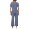 imageXIEERDUO Womens 2 Piece Lounge Set Fashion Travel Outfits Vacation Tracksuit Comfy Wide Leg Airport Loungewear S3XLBlue