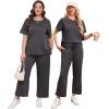 imageXIEERDUO Womens 2 Piece Lounge Set Fashion Travel Outfits Vacation Tracksuit Comfy Wide Leg Airport Loungewear S3XLDark Grey