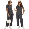 imageXIEERDUO Womens 2 Piece Lounge Set Fashion Travel Outfits Vacation Tracksuit Comfy Wide Leg Airport Loungewear S3XLDark Grey