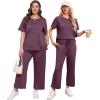 imageXIEERDUO Womens 2 Piece Lounge Set Fashion Travel Outfits Vacation Tracksuit Comfy Wide Leg Airport Loungewear S3XLDark Purple