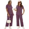 imageXIEERDUO Womens 2 Piece Lounge Set Fashion Travel Outfits Vacation Tracksuit Comfy Wide Leg Airport Loungewear S3XLDark Purple