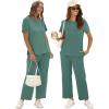 imageXIEERDUO Womens 2 Piece Lounge Set Fashion Travel Outfits Vacation Tracksuit Comfy Wide Leg Airport Loungewear S3XLDeep Green