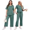 imageXIEERDUO Womens 2 Piece Lounge Set Fashion Travel Outfits Vacation Tracksuit Comfy Wide Leg Airport Loungewear S3XLDeep Green