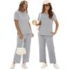 imageXIEERDUO Womens 2 Piece Lounge Set Fashion Travel Outfits Vacation Tracksuit Comfy Wide Leg Airport Loungewear S3XLGrey