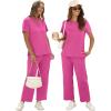 imageXIEERDUO Womens 2 Piece Lounge Set Fashion Travel Outfits Vacation Tracksuit Comfy Wide Leg Airport Loungewear S3XLHot Pink