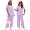 imageXIEERDUO Womens 2 Piece Lounge Set Fashion Travel Outfits Vacation Tracksuit Comfy Wide Leg Airport Loungewear S3XLLight Purple