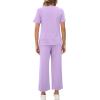 imageXIEERDUO Womens 2 Piece Lounge Set Fashion Travel Outfits Vacation Tracksuit Comfy Wide Leg Airport Loungewear S3XLLight Purple
