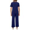 imageXIEERDUO Womens 2 Piece Lounge Set Fashion Travel Outfits Vacation Tracksuit Comfy Wide Leg Airport Loungewear S3XLNavy