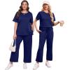 imageXIEERDUO Womens 2 Piece Lounge Set Fashion Travel Outfits Vacation Tracksuit Comfy Wide Leg Airport Loungewear S3XLNavy