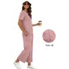imageXIEERDUO Womens 2 Piece Lounge Set Fashion Travel Outfits Vacation Tracksuit Comfy Wide Leg Airport Loungewear S3XLPink