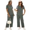 imageXIEERDUO Womens 2 Piece Lounge Set Fashion Travel Outfits Vacation Tracksuit Comfy Wide Leg Airport Loungewear S3XLRock Green