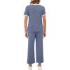 imageXIEERDUO Womens 2 Piece Lounge Set Fashion Travel Outfits Vacation Tracksuit Comfy Wide Leg Airport Loungewear S3XLStripe Blue
