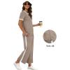 imageXIEERDUO Womens 2 Piece Lounge Set Fashion Travel Outfits Vacation Tracksuit Comfy Wide Leg Airport Loungewear S3XLStripe Khaki