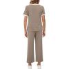 imageXIEERDUO Womens 2 Piece Lounge Set Fashion Travel Outfits Vacation Tracksuit Comfy Wide Leg Airport Loungewear S3XLStripe Khaki