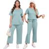 imageXIEERDUO Womens 2 Piece Lounge Set Fashion Travel Outfits Vacation Tracksuit Comfy Wide Leg Airport Loungewear S3XLTurquoise